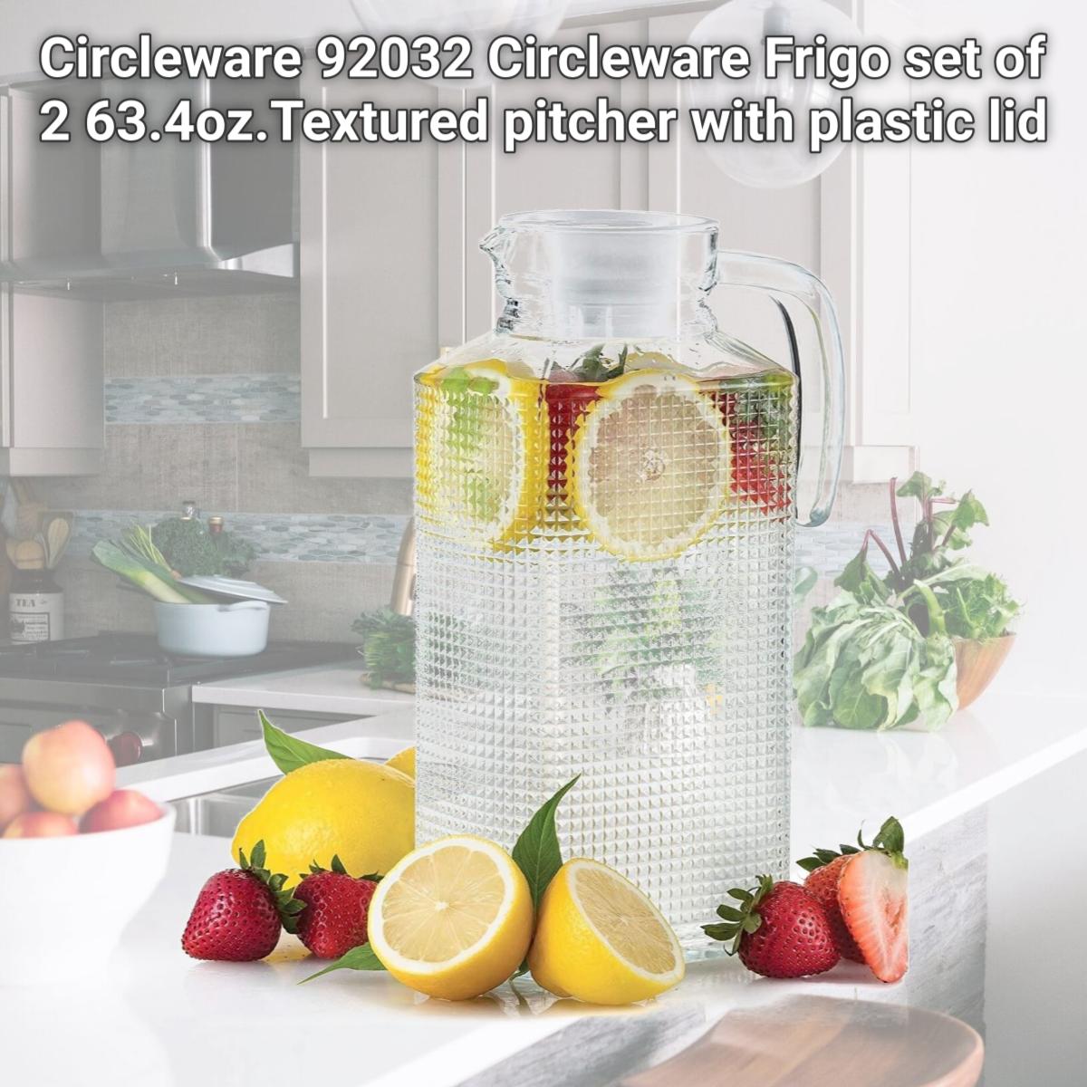 Picture of Circleware 92032 Circleware Frigo set of 2 63.4oz.Textured pitcher with plastic lid