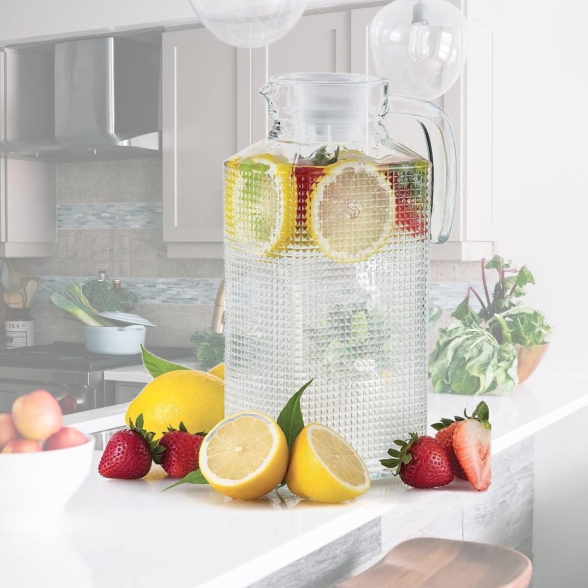 Picture of Circleware 92032 Circleware Frigo set of 2 63.4oz.Textured pitcher with plastic lid