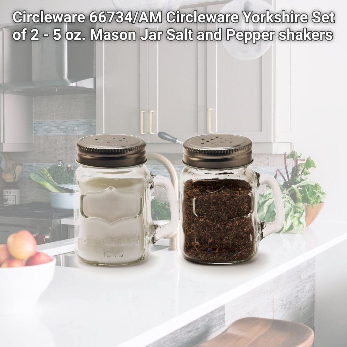 Picture of Circleware 66734/AM Circleware Yorkshire Set of 2 - 5 oz. Mason Jar Salt and Pepper shakers