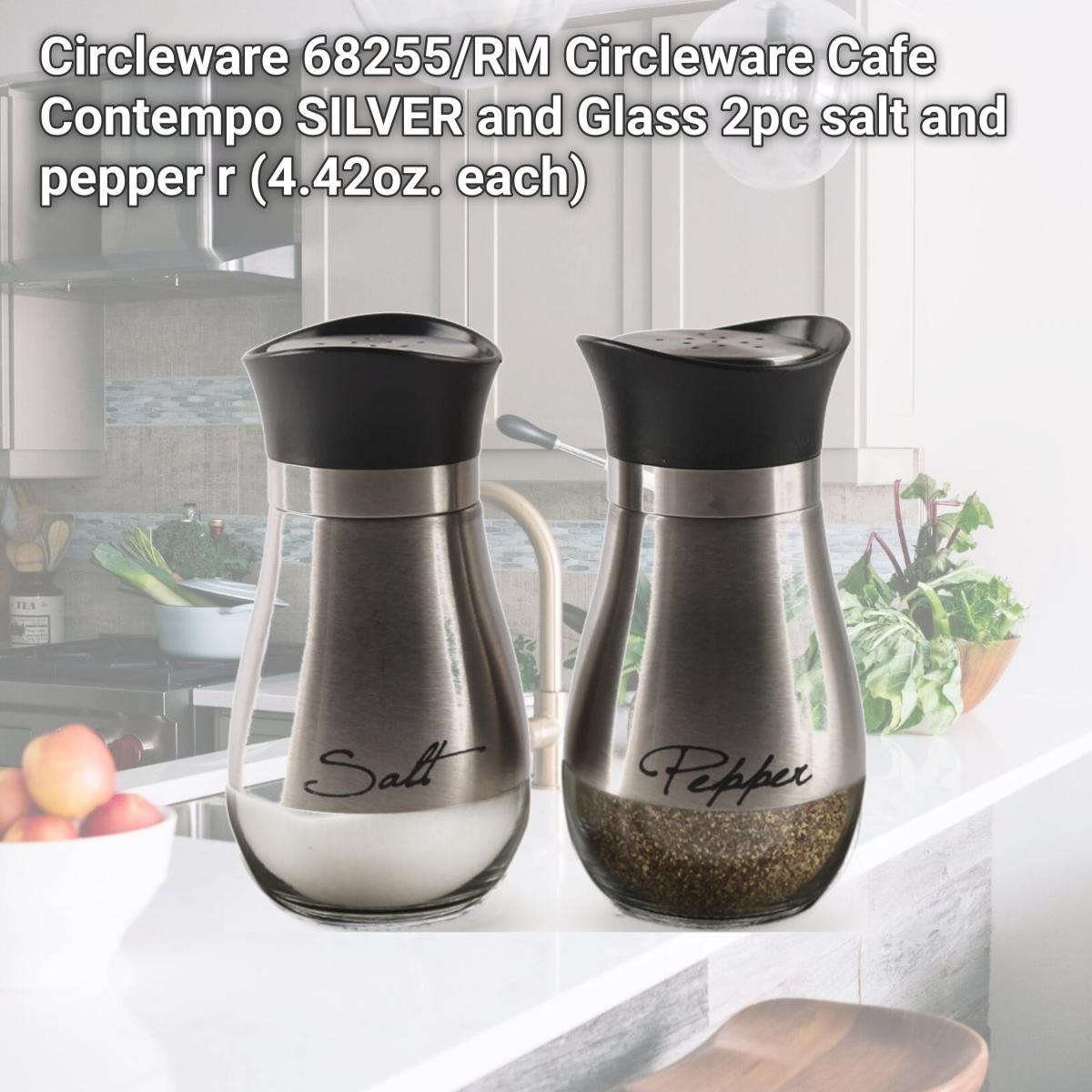 Picture of Circleware 68255/RM Circleware Cafe Contempo SILVER and Glass 2pc salt and pepper r (4.42oz. each)