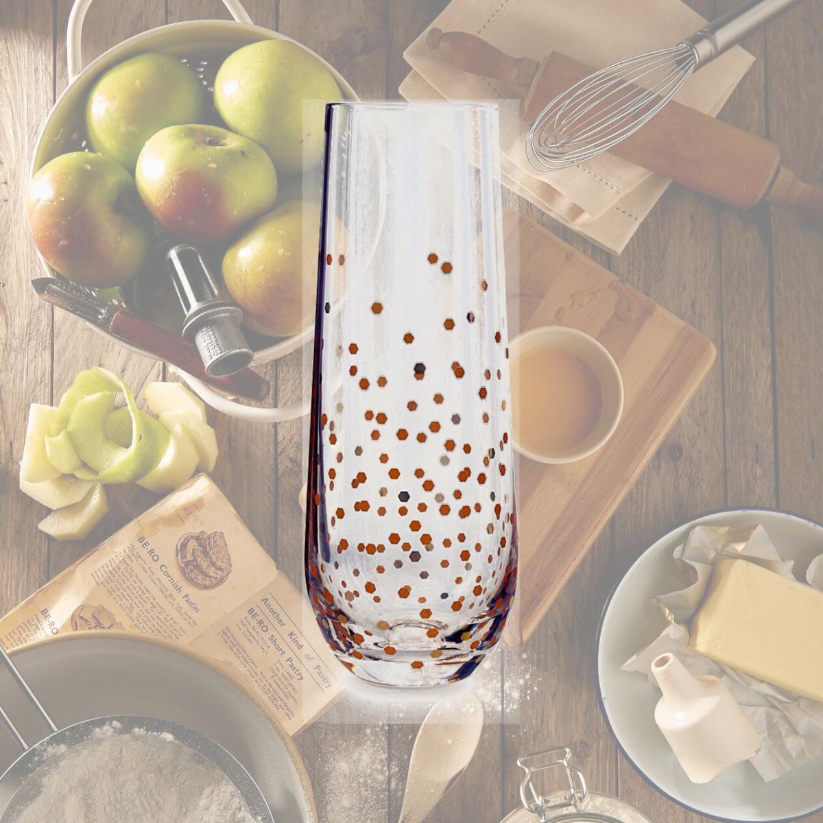 Picture of Circleware 77095/AM Circleware Set of 2 10.5oz Stemless Flute with Gold Confetti Decal