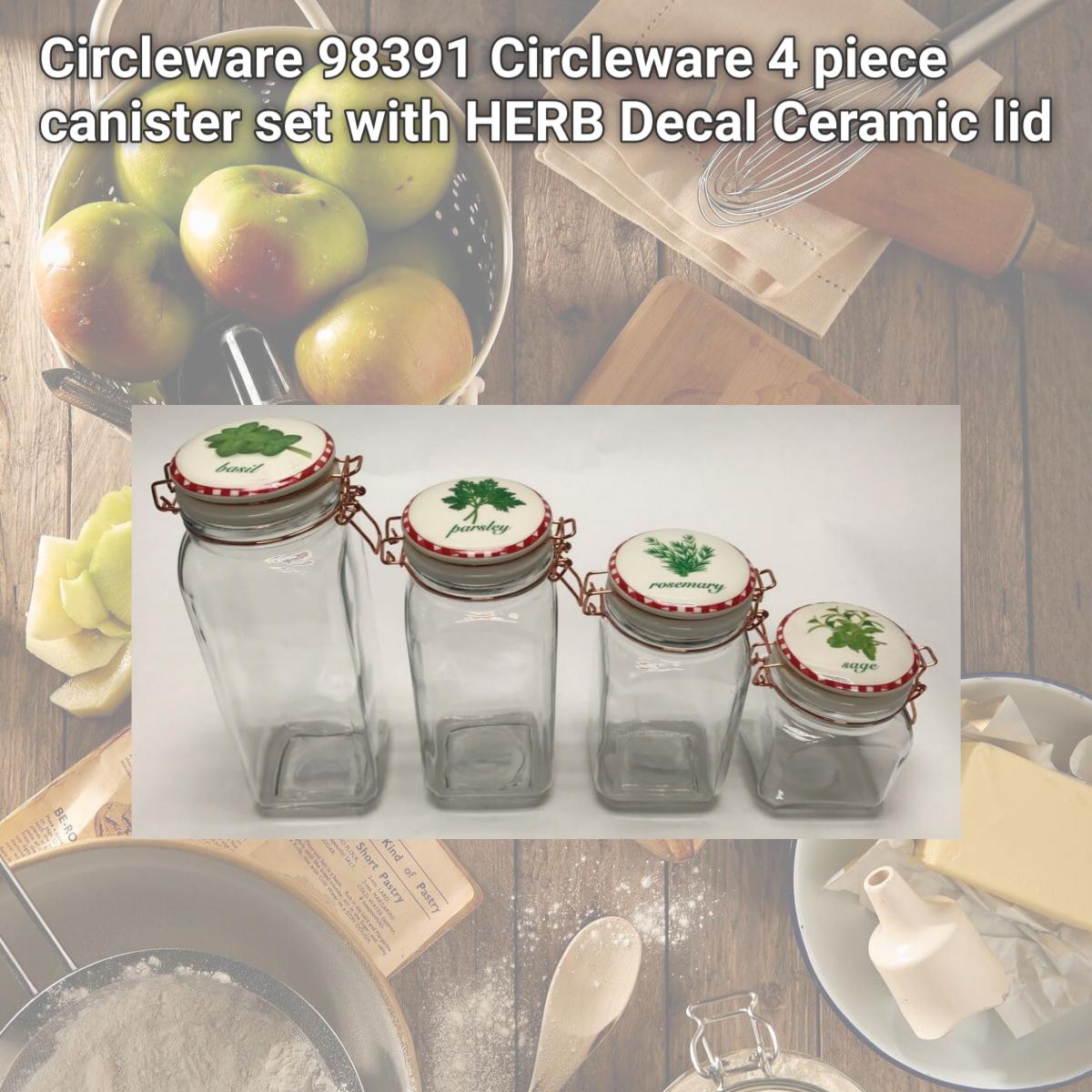 Picture of Circleware 98391 Circleware 4 piece canister set with HERB Decal Ceramic lid
