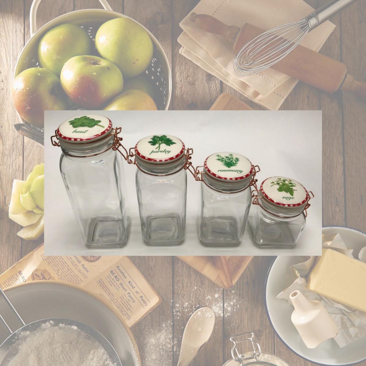 Picture of Circleware 98391 Circleware 4 piece canister set with HERB Decal Ceramic lid
