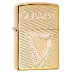 29651 254b Guinness Harp High Polish Brass Pocket Lighter