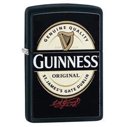 29755 Guinness Label Black Matte Pocket Lighter