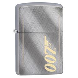 29775 James Bond 007 Gun Logo Diagonal Weave Chrome Laser Two Tone Pocket Lighter