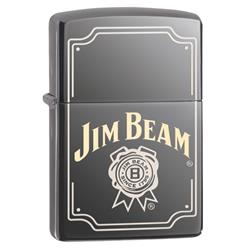 29770 Jim Beam Seal Black Ice Laser Two Tone Pocket Lighter