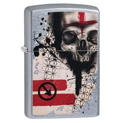 29856 Trash Polka Tattoo Skull Street Chrome Pocket Lighter