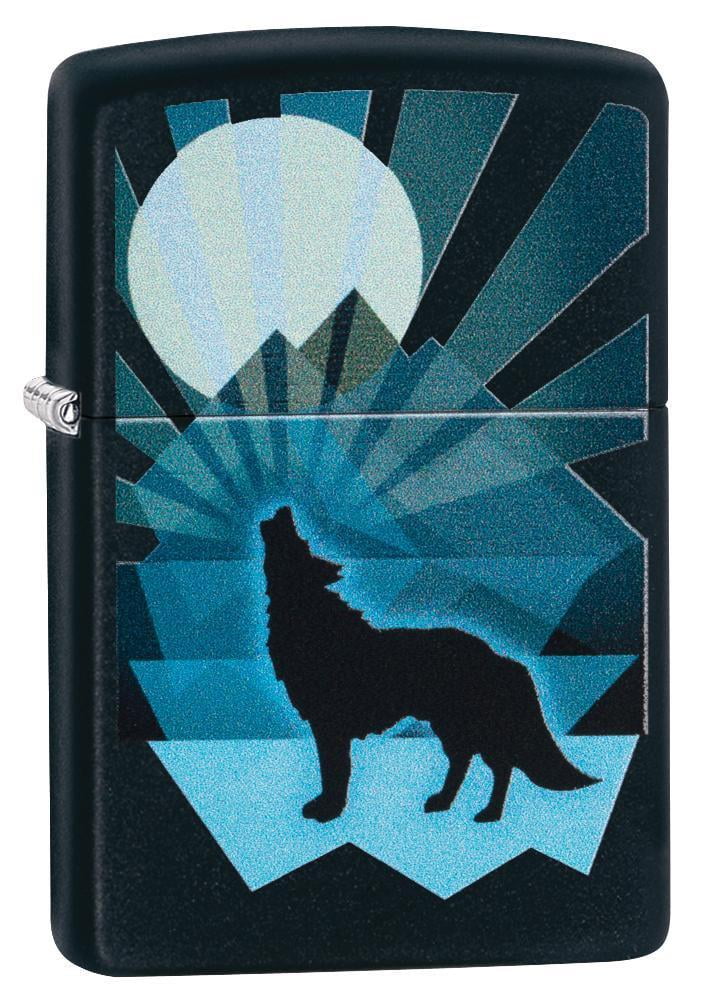 29864 Wolf & Moon Black Matte Pocket Lighter