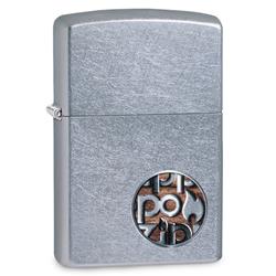 29872 Zippo Button Logo Street Chrome Pocket Lighter