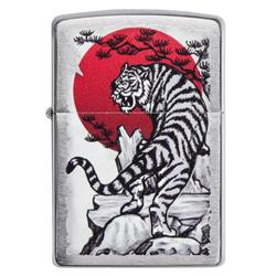 29889 Japan Tiger Brushed Chrome Pocket Lighter
