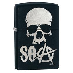 29891 Sons Of Anarchy Black Matte Laser Engrave Pocket Lighter