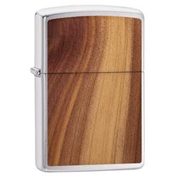 29900 Woodchuck Brushed Chrome Cedar Emblem Attached Pocket Lighter