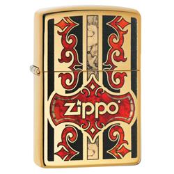 29510 254b Zippo Logo High Polish Brass Pocket Lighter