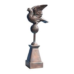 80102ac Antique Copper Dove On Pedestal