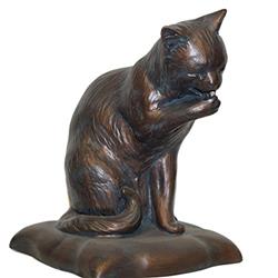 Cat Licking Paw, Antique Copper