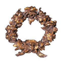 032ag Floral Wreath Tieback, Antique Gold
