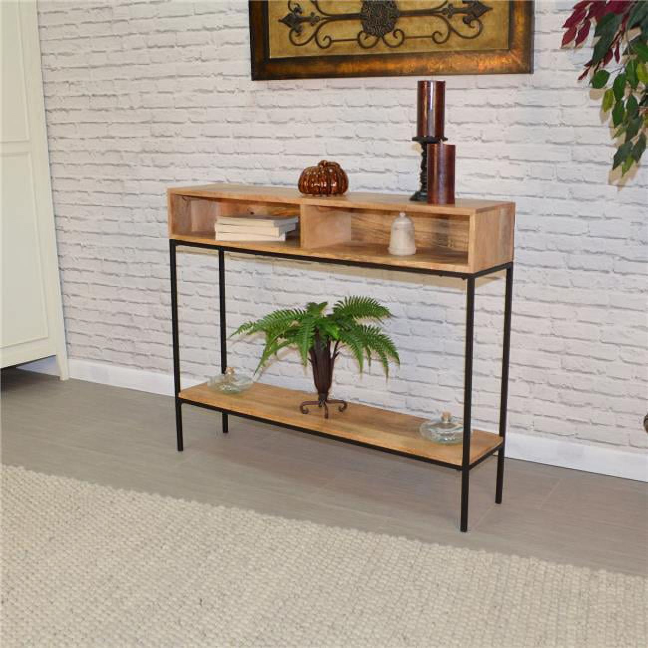 Cf4234nmantbk Edvin Console, Natural & Black - 9.5 X 42 X 34.25 In.