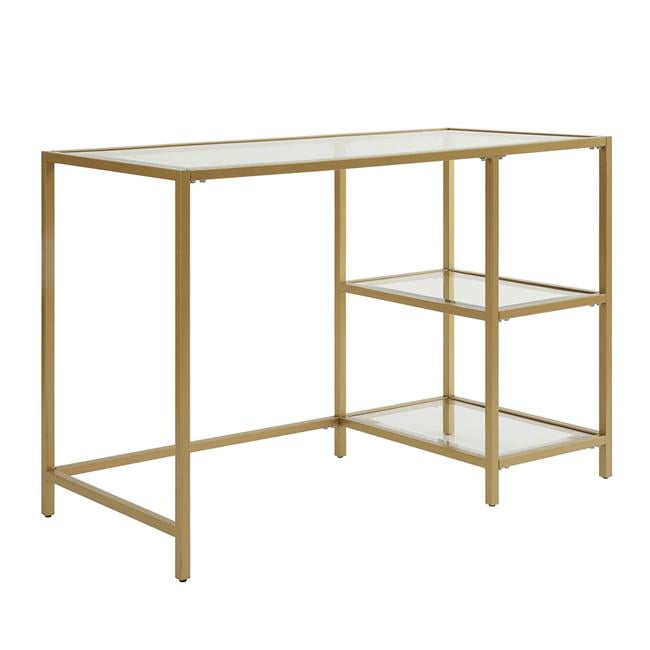 Cl4220g-gld Marcello Glass Top Desk With Shelves - Gold - 20 X 29.5 X 42 In.