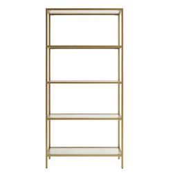Cl7234g-gld Marcello Glass Shelves Bookcase - Gold - 72 X 14 X 34 In.