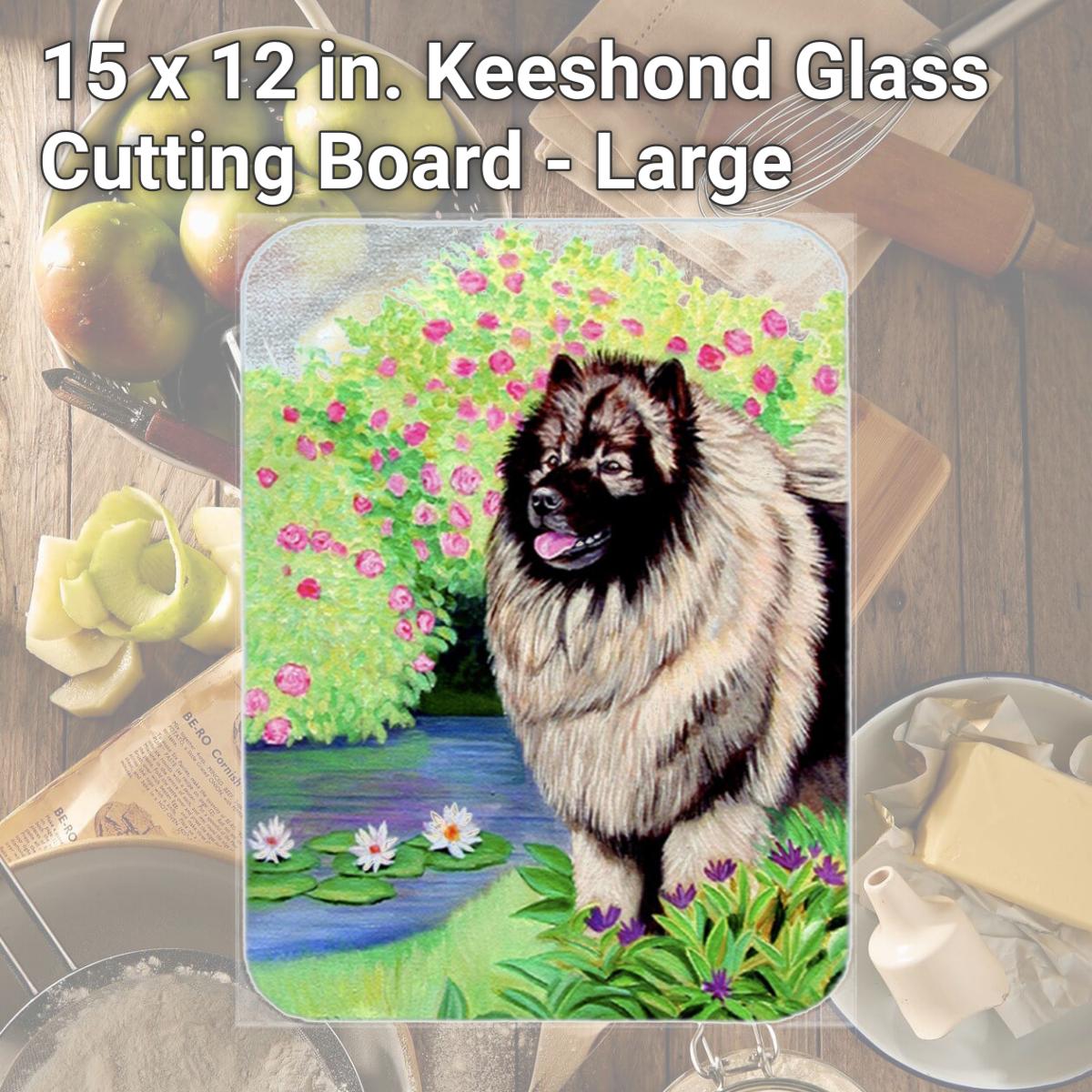 Picture of Carolines Treasures 7074LCB 15 x 12 in. Keeshond Glass Cutting Board - Large