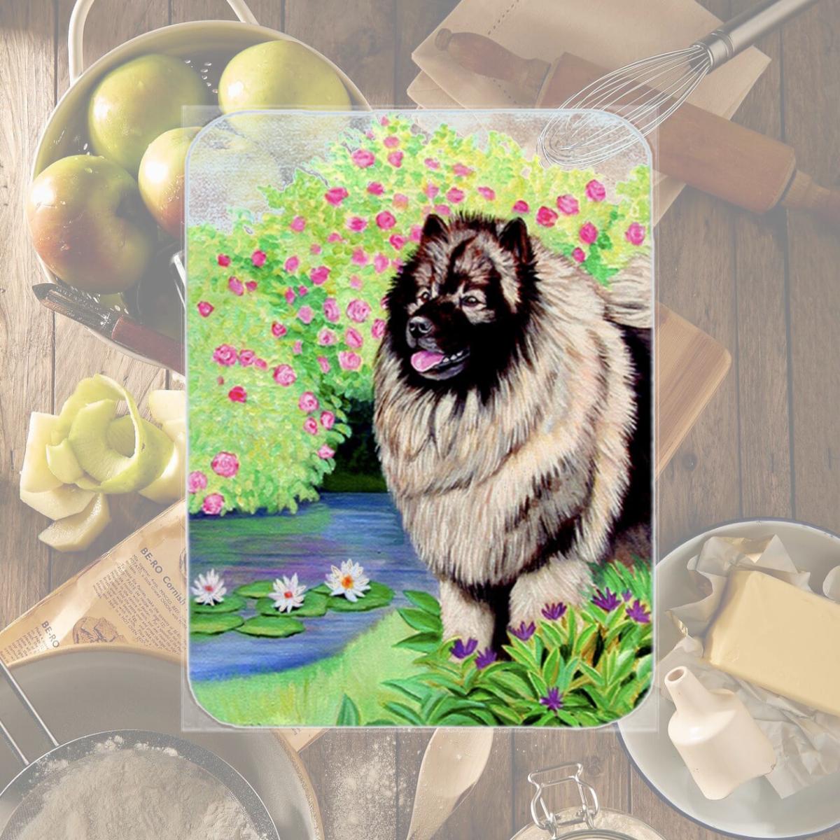 Picture of Carolines Treasures 7074LCB 15 x 12 in. Keeshond Glass Cutting Board - Large