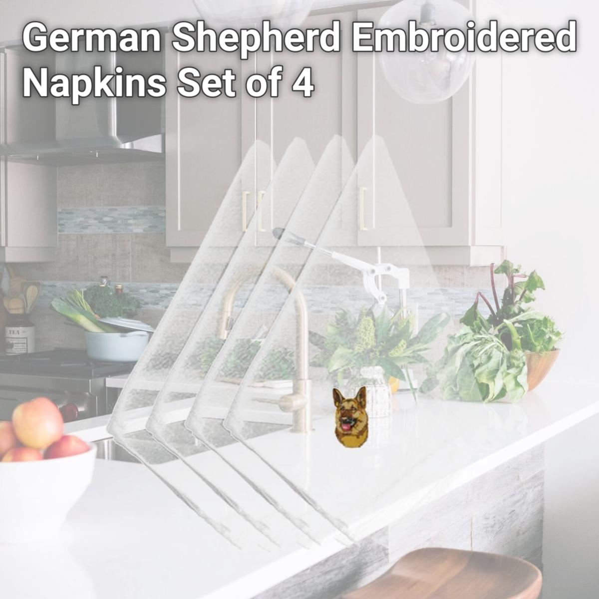 Picture of Carolines Treasures EMBT1751NPKE German Shepherd Embroidered Napkins, Set of 4