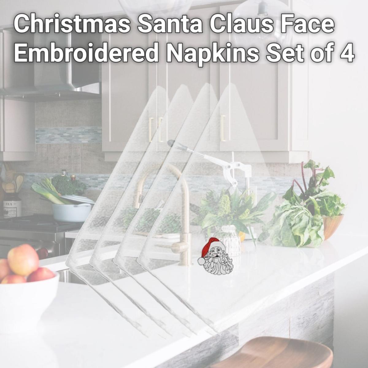 Picture of Carolines Treasures EMBT2067NPKE Christmas Santa Claus Face Embroidered Napkins, Set of 4