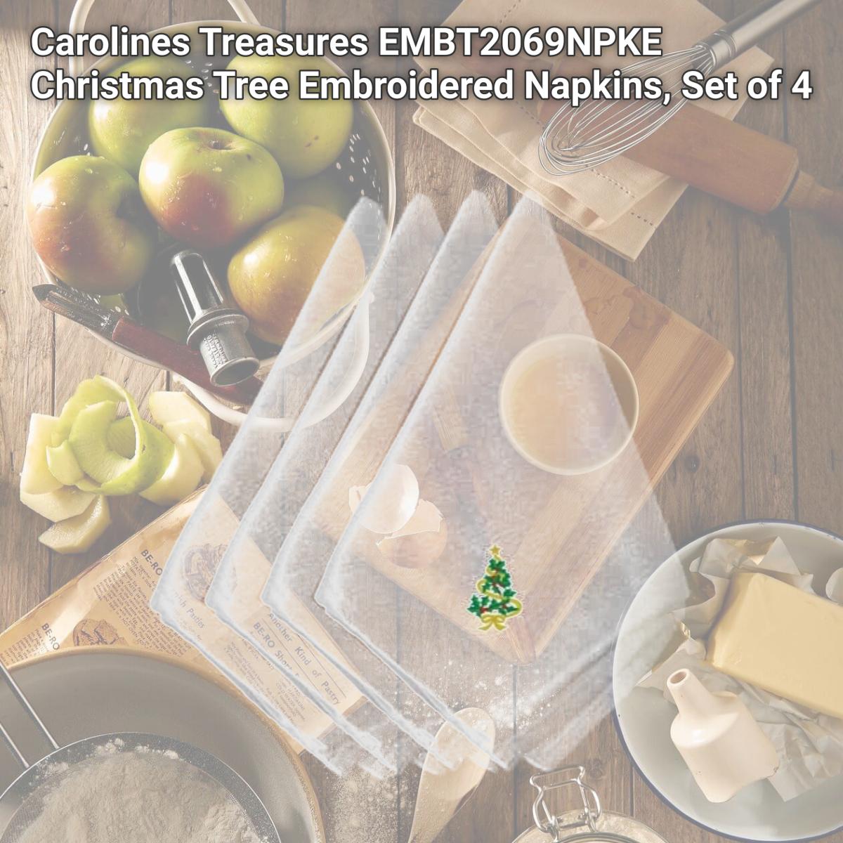 Picture of Carolines Treasures EMBT2069NPKE Christmas Tree Embroidered Napkins, Set of 4