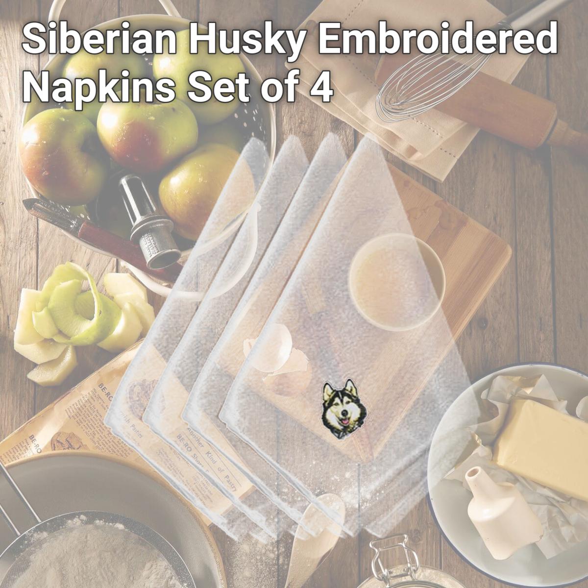 Picture of Carolines Treasures EMBT2305NPKE Siberian Husky Embroidered Napkins, Set of 4