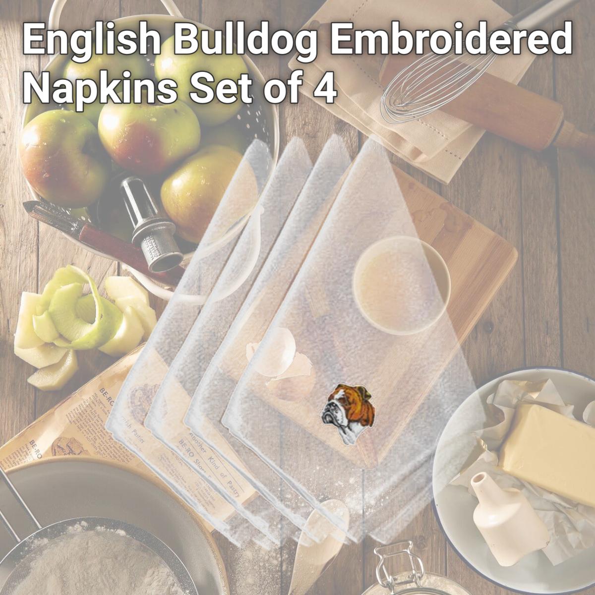 Picture of Carolines Treasures EMBT2365NPKE English Bulldog Embroidered Napkins, Set of 4