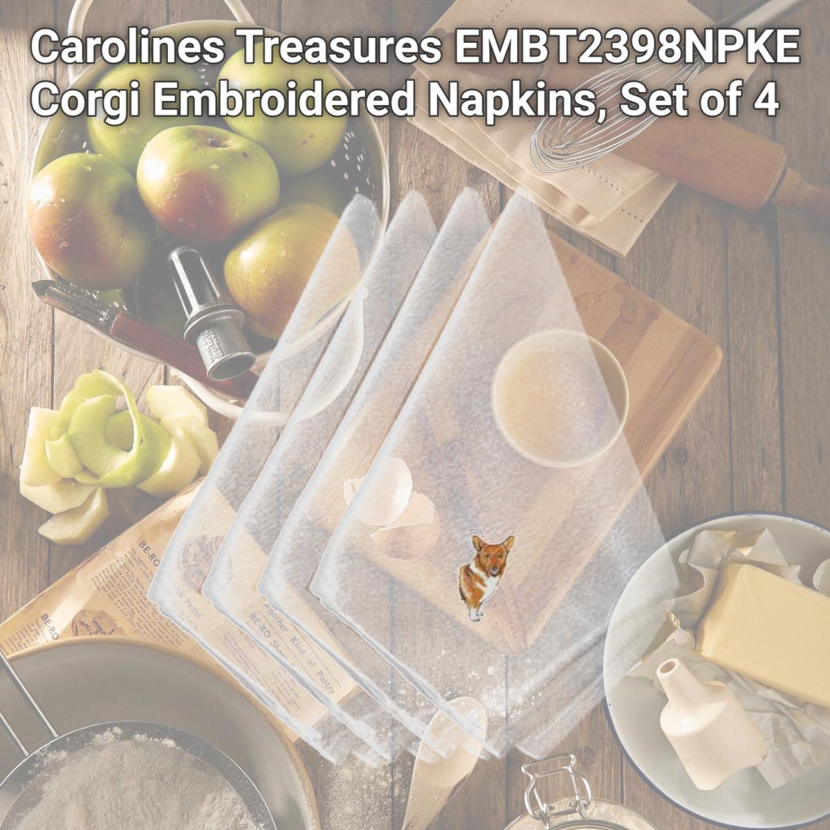 Picture of Carolines Treasures EMBT2398NPKE Corgi Embroidered Napkins, Set of 4