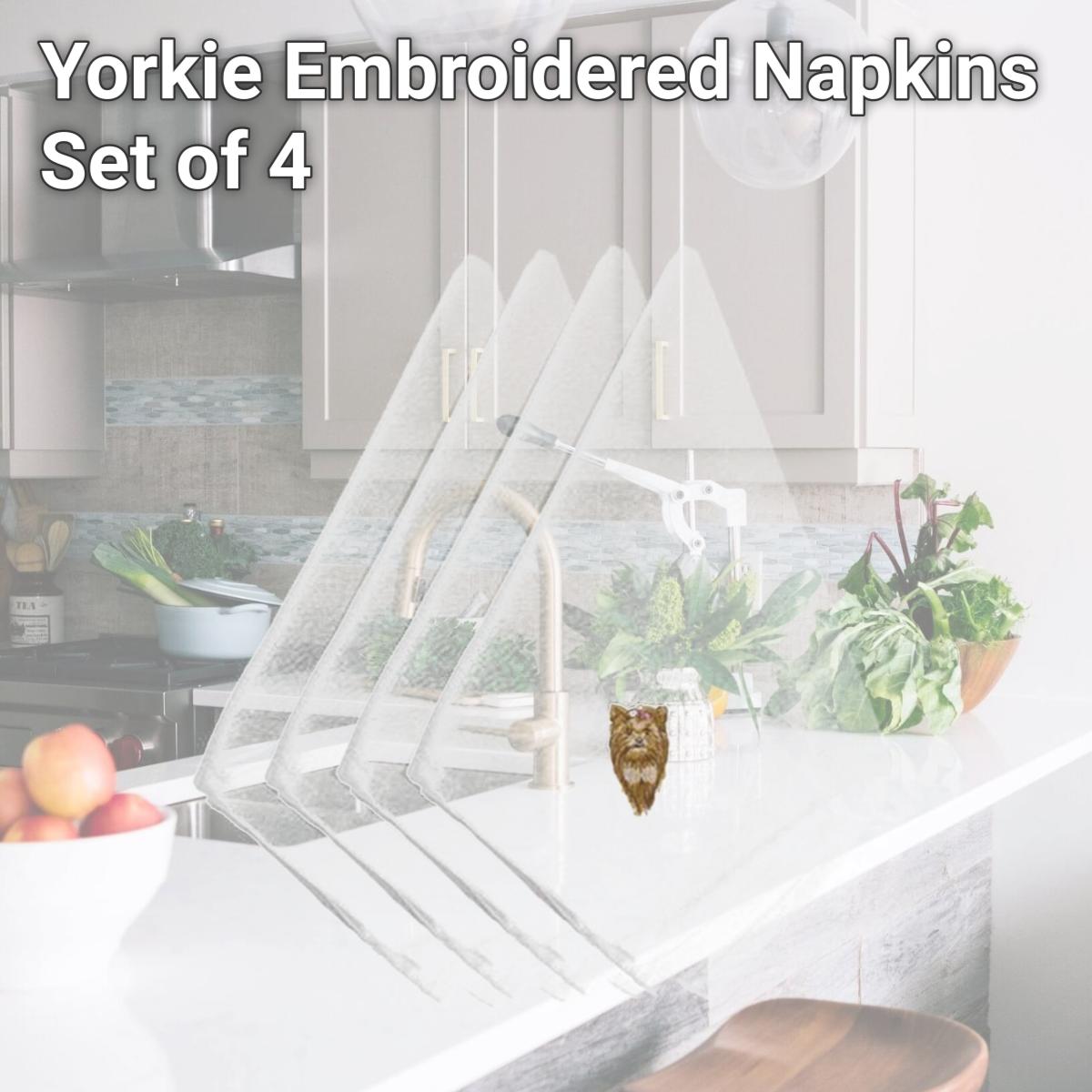 Picture of Carolines Treasures EMBT2512NPKE Yorkie Embroidered Napkins, Set of 4