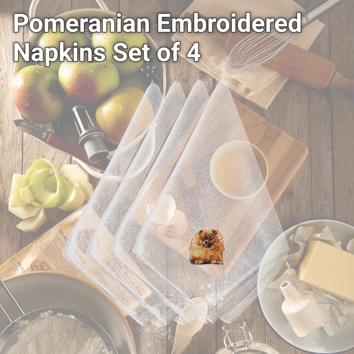 Picture of Carolines Treasures EMBT2707NPKE Pomeranian Embroidered Napkins, Set of 4