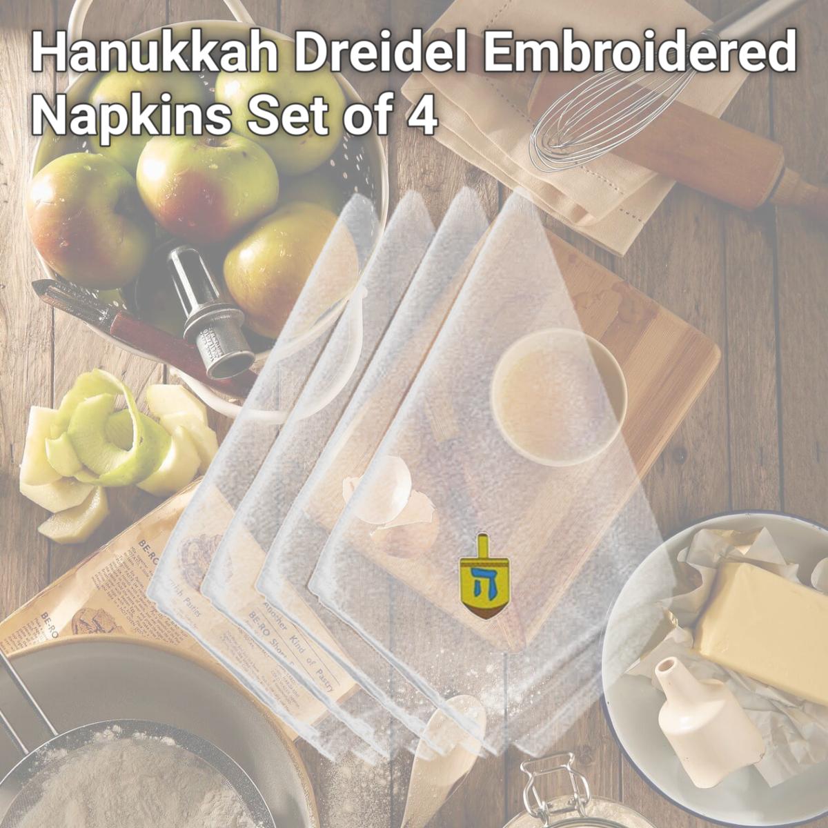 Picture of Carolines Treasures EMBT2989NPKE Hanukkah Dreidel Embroidered Napkins, Set of 4