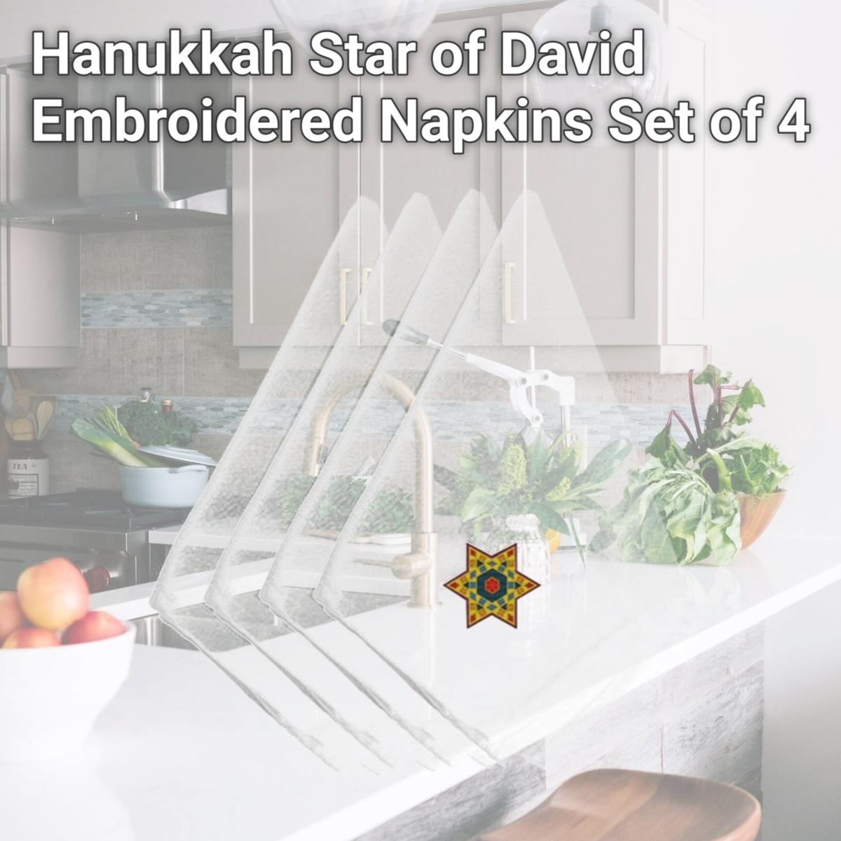 Picture of Carolines Treasures EMBT2990NPKE Hanukkah Star of David Embroidered Napkins, Set of 4