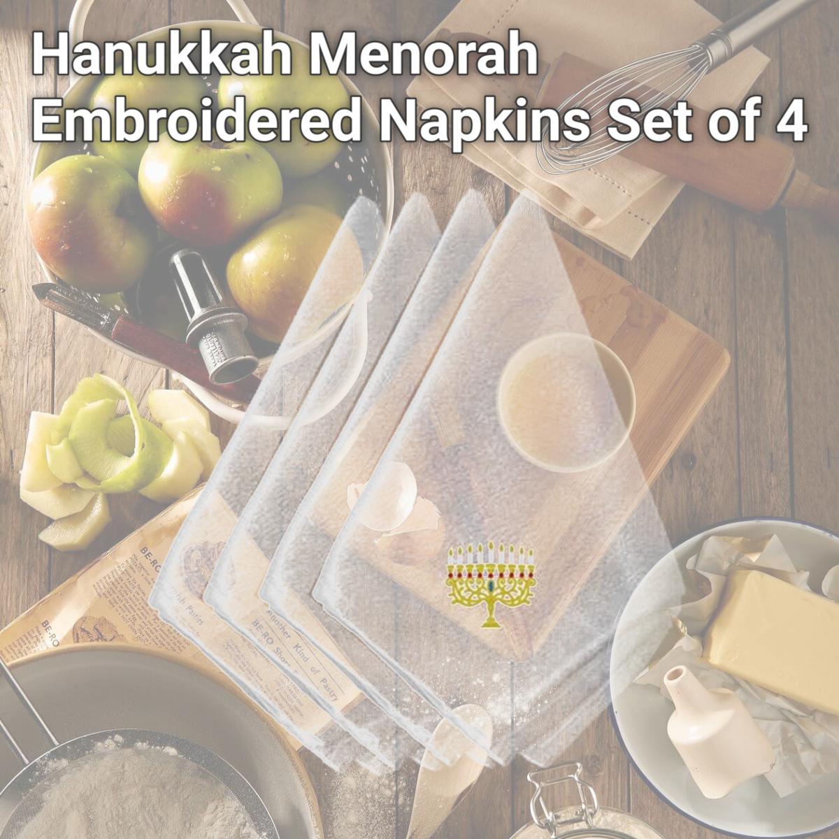 Picture of Carolines Treasures EMBT2991NPKE Hanukkah Menorah Embroidered Napkins, Set of 4