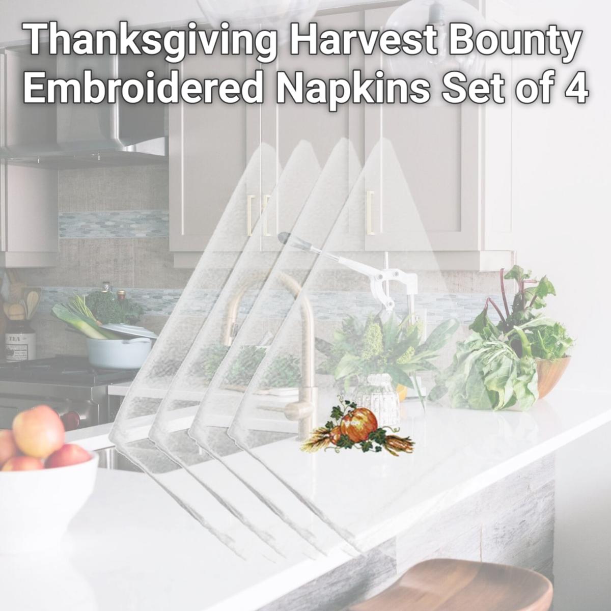 Picture of Carolines Treasures EMBT3007NPKE Thanksgiving Harvest Bounty Embroidered Napkins, Set of 4