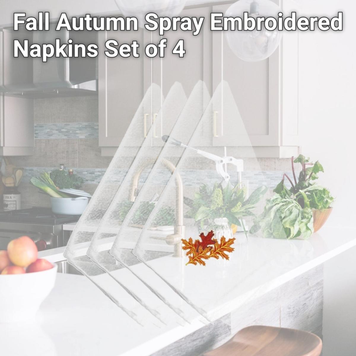 Picture of Carolines Treasures EMBT3450NPKE Fall Autumn Spray Embroidered Napkins, Set of 4