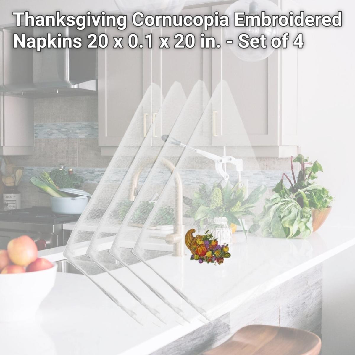 Picture of Carolines Treasures EMBT3502NPKE Thanksgiving Cornucopia Embroidered Napkins, 20 x 0.1 x 20 in. - Set of 4