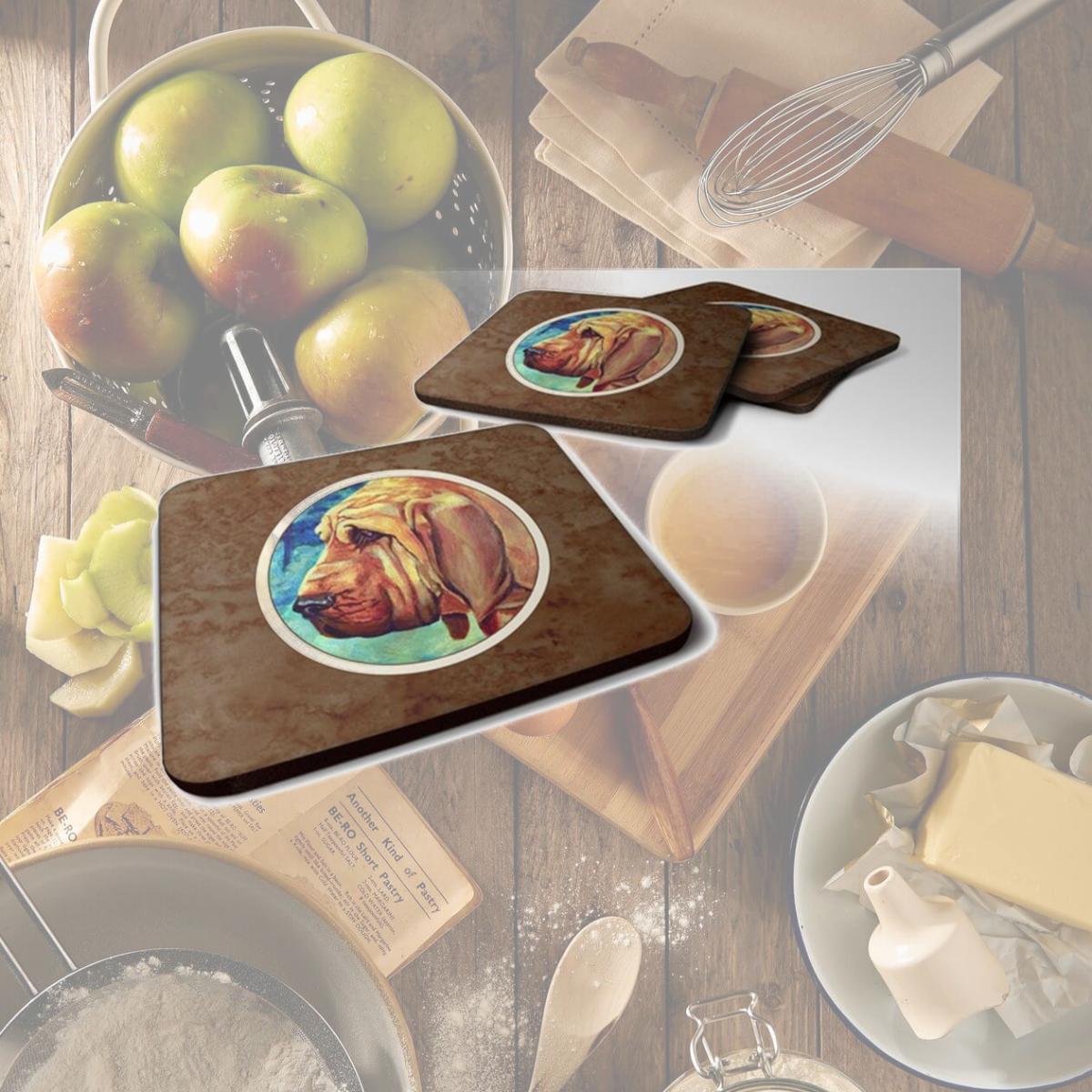 Picture of Carolines Treasures 7013FC Bloodhound Foam Coaster, 3.5 x 0.25 x 3.5 in. - Set of 4