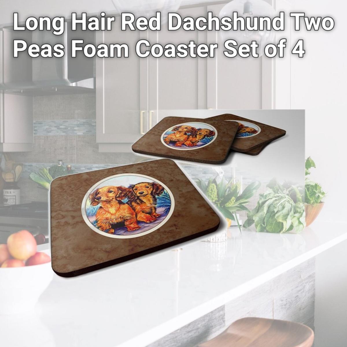 Picture of Carolines Treasures 7022FC Long Hair Red Dachshund Two Peas Foam Coaster, Set of 4