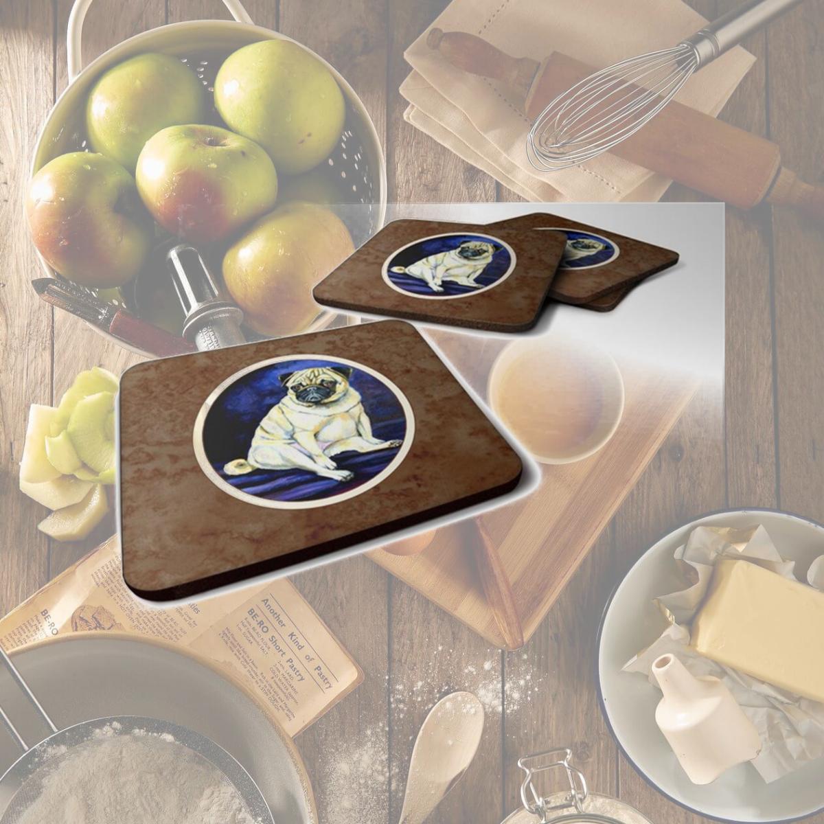 Picture of Carolines Treasures 7026FC Fawn Pug Penny for Your Thoughts Foam Coaster, Set of 4