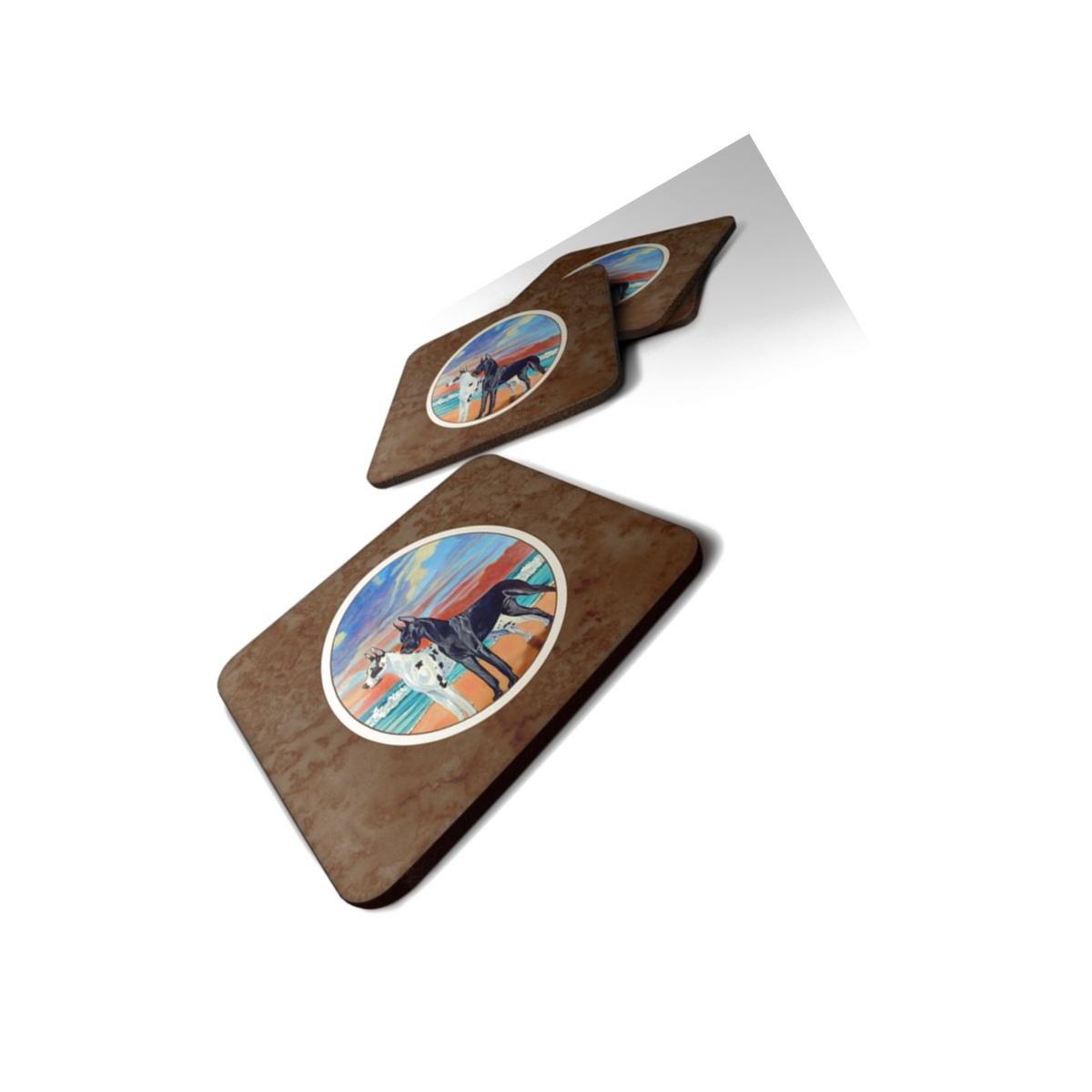 Picture of Carolines Treasures 7051FC At sunset Great Dane Harlequin & Black Foam Coaster, Set of 4