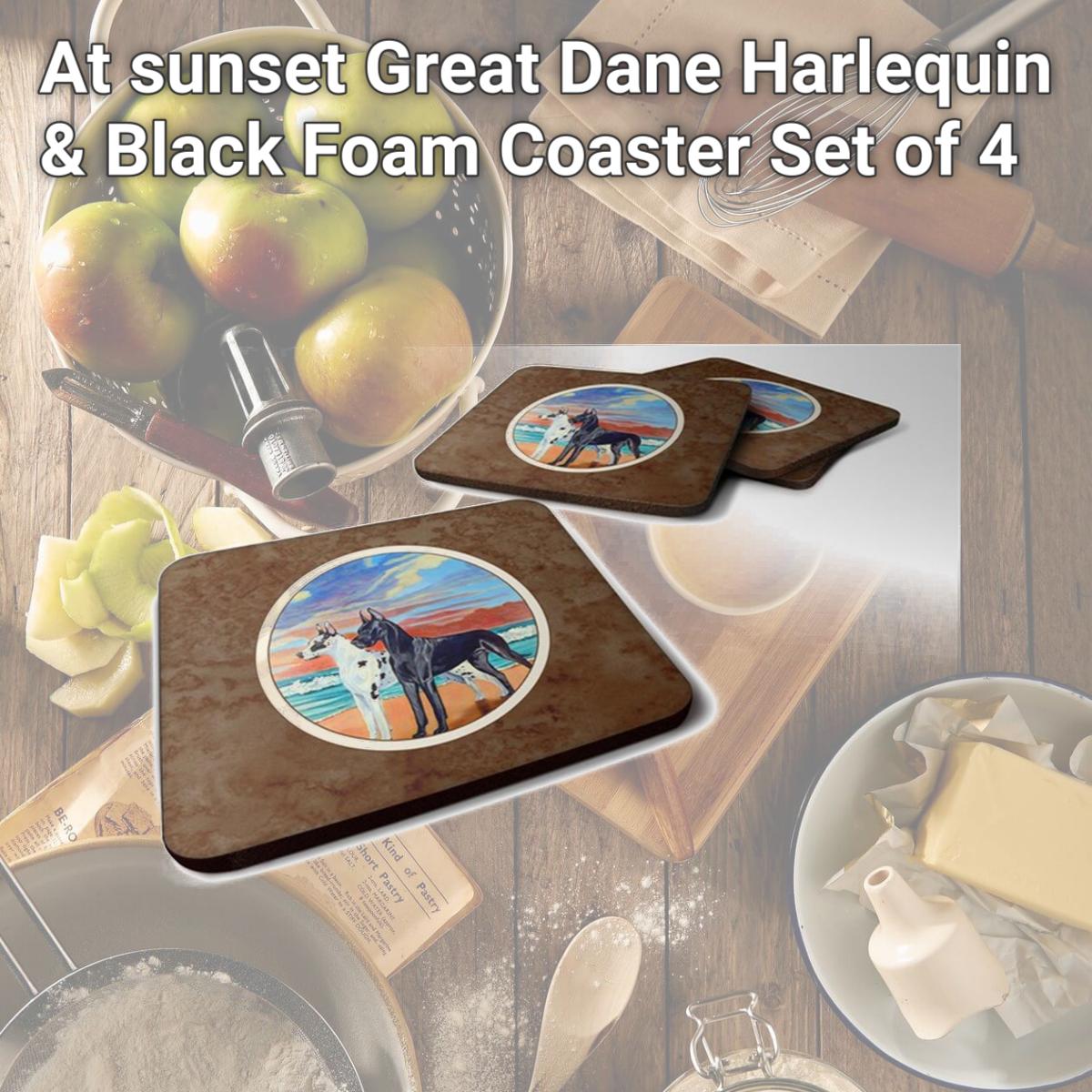 Picture of Carolines Treasures 7051FC At sunset Great Dane Harlequin & Black Foam Coaster, Set of 4