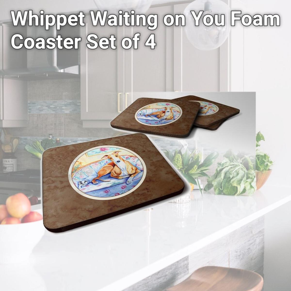Picture of Carolines Treasures 7081FC Whippet Waiting on You Foam Coaster, Set of 4