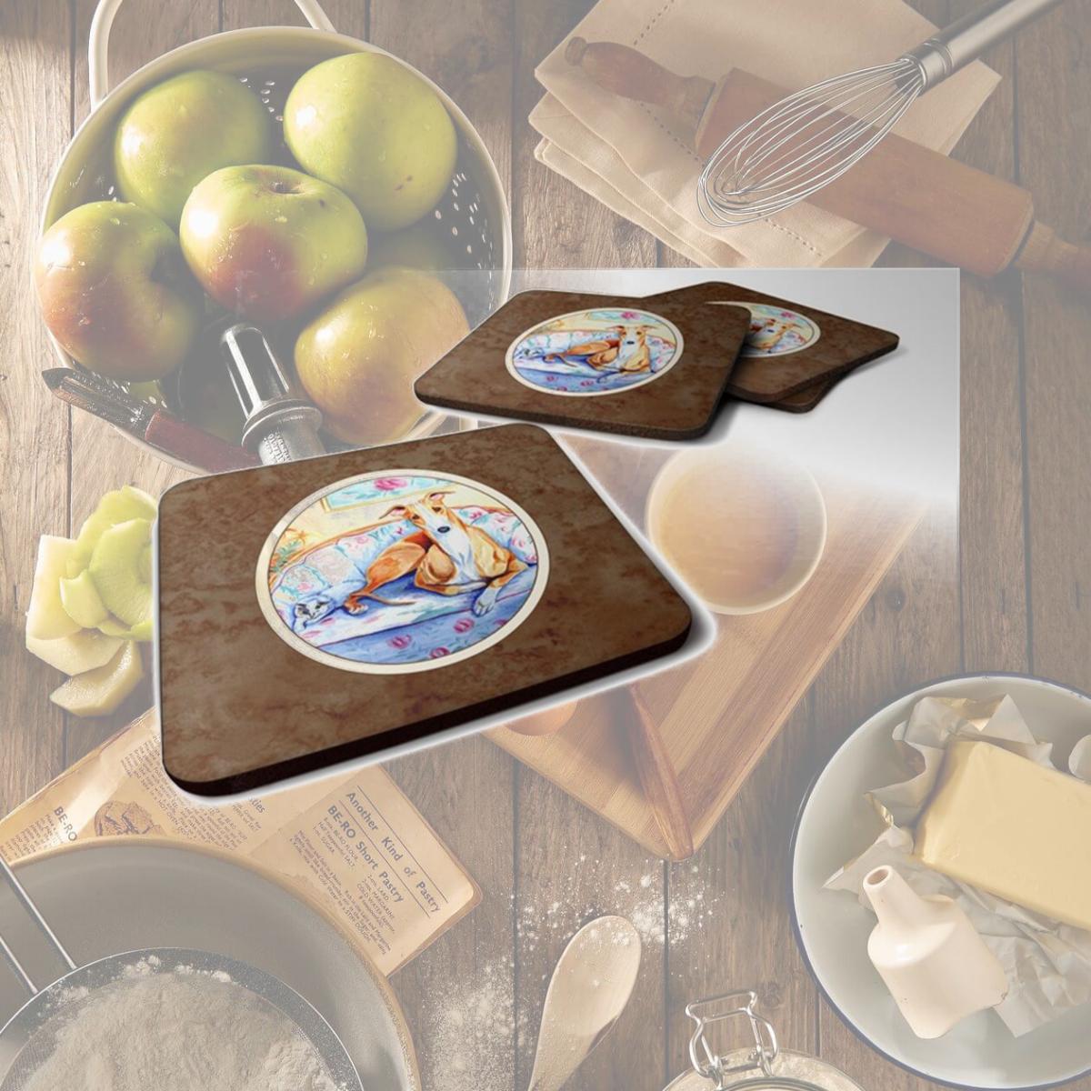 Picture of Carolines Treasures 7081FC Whippet Waiting on You Foam Coaster, Set of 4