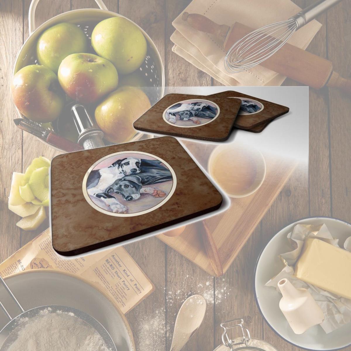 Picture of Carolines Treasures 7164FC Black & Harlequin Great Dane Foam Coaster, Set of 4