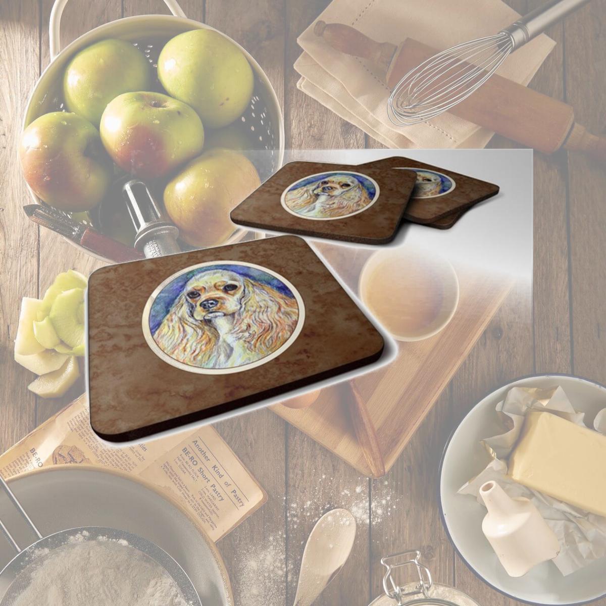 Picture of Carolines Treasures 7178FC Buff Cocker Spaniel Foam Coaster, Set of 4