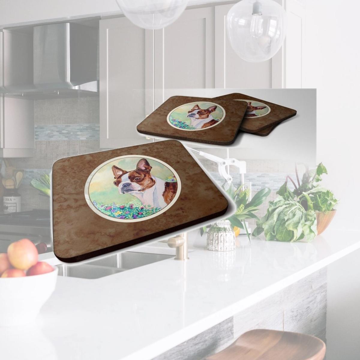 Picture of Carolines Treasures 7222FC Red & White Boston Terrier Foam Coaster, Set of 4